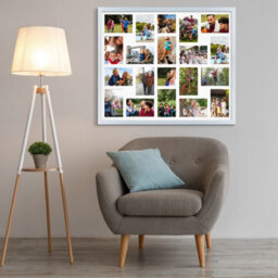AK Frames 80X70Cm Silver Sleek Multi Photo Frame With White Mount - Holds 20 Apertures (18X) 6X4, (2X) 4X4 Photos - thumbnail 3