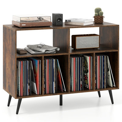 Gainoom Brown Record Player Stand 3-Tier Turntable Stand W/ Vinyl Storage Shelves - image 1