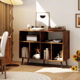 Gainoom Brown Record Player Stand 3-Tier Turntable Stand W/ Vinyl Storage Shelves - thumbnail 3