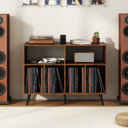 Gainoom Brown Record Player Stand 3-Tier Turntable Stand W/ Vinyl Storage Shelves - thumbnail 5