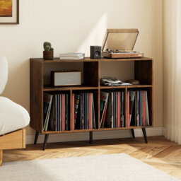 Gainoom Brown Record Player Stand 3-Tier Turntable Stand W/ Vinyl Storage Shelves - thumbnail 4