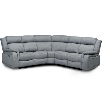 Furnishings For Less UK Linden Leather Aire Fabric Manual Reclining Sofa L Shape 5 Seater - image 1