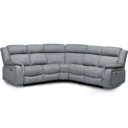 Furnishings For Less UK Linden Leather Aire Fabric Manual Reclining Sofa L Shape 5 Seater - thumbnail 1