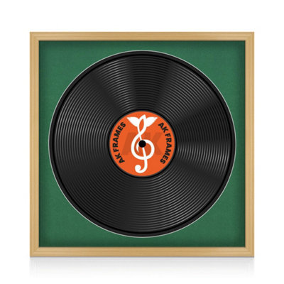 "16X16"" Country Pine Classic Vinyl Record Frame With Emerald Mount For 12 Inch Lp Disc - Ak Frames" - image 1
