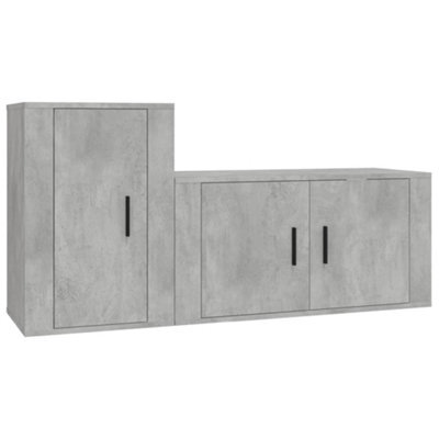 Berkfield Classic 2 Piece Tv Cabinet Set Concrete Grey Engineered Wood - image 1