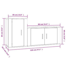Berkfield Classic 2 Piece Tv Cabinet Set Concrete Grey Engineered Wood - thumbnail 8