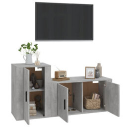Berkfield Classic 2 Piece Tv Cabinet Set Concrete Grey Engineered Wood - thumbnail 3