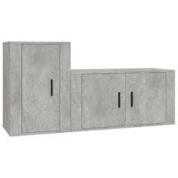 Berkfield Classic 2 Piece Tv Cabinet Set Concrete Grey Engineered Wood - thumbnail 1