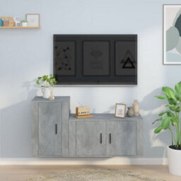 Berkfield Classic 2 Piece Tv Cabinet Set Concrete Grey Engineered Wood - thumbnail 2
