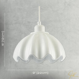 Happy Homewares Opal White Gloss Ceramic Pendant Light Shade With Rippled Scallop Edge - thumbnail 7