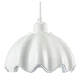 Happy Homewares Opal White Gloss Ceramic Pendant Light Shade With Rippled Scallop Edge - thumbnail 4