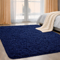 Aspire Homeware Non Slip Navy Shaggy Rug Soft Fluffy Washable, Living Area And Bedroom Rug, (L)170Cm X (W)120Cm - thumbnail 6
