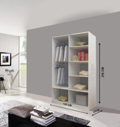 Modern Lyon Mirror Sliding Door Wardrobe With Hanging Rails & Shelves (Black, 120Cm) - thumbnail 2