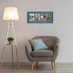 AK Frames 50X20Cm Navy Blue Modern Multi Photo Frame With Pompadour Mount - Holds 4 Apertures (4X) 6X4 Photos - thumbnail 3