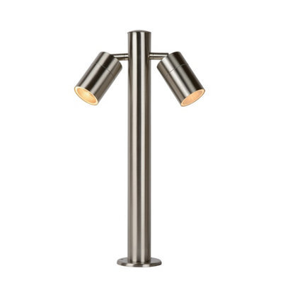 Lucide Arne-Led Modern Bollard Light Outdoor 6,3Cm - Led - Gu10 - 2X5W 2700K - Ip44 - Satin Chrome - image 1