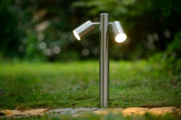 Lucide Arne-Led Modern Bollard Light Outdoor 6,3Cm - Led - Gu10 - 2X5W 2700K - Ip44 - Satin Chrome - thumbnail 4