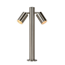 Lucide Arne-Led Modern Bollard Light Outdoor 6,3Cm - Led - Gu10 - 2X5W 2700K - Ip44 - Satin Chrome - thumbnail 1