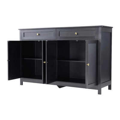 Modern Sideboard Buffet Cabinet With Storage Cabinets 4 Doors 2 Drawers Black - image 1