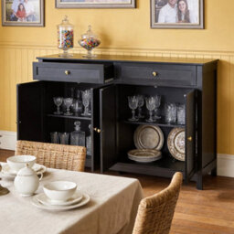 Modern Sideboard Buffet Cabinet With Storage Cabinets 4 Doors 2 Drawers Black - thumbnail 6