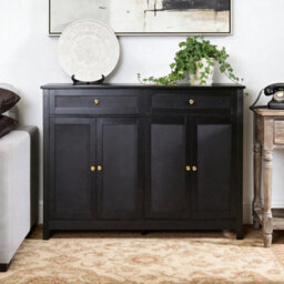 Modern Sideboard Buffet Cabinet With Storage Cabinets 4 Doors 2 Drawers Black - thumbnail 5