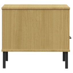 Berkfield Industrial Bedside Table With Metal Legs Brown Solid Wood Pine Oslo - thumbnail 6