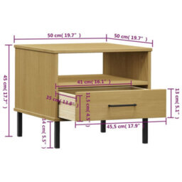 Berkfield Industrial Bedside Table With Metal Legs Brown Solid Wood Pine Oslo - thumbnail 8