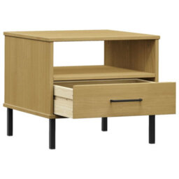 Berkfield Industrial Bedside Table With Metal Legs Brown Solid Wood Pine Oslo - thumbnail 5
