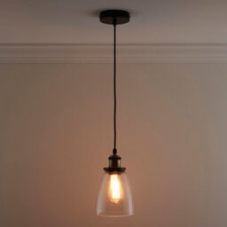 K Living Eve One Light Hanging Clear Glass Ceiling Pendant With Filament Bulb