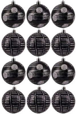Christmas Tree World 8Cm Hand Painted Shatterproof Bauble Design 6 (12 Pack) - image 1