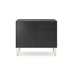 Arte Elegant Harmony Sideboard Cabinet H830mm W970mm D370mm In Black & Black Marble - Compact Storage With Style - thumbnail 1