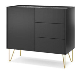 Arte Elegant Harmony Sideboard Cabinet H830mm W970mm D370mm In Black & Black Marble - Compact Storage With Style - thumbnail 3