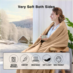 Ameha Fleece Plain Blanket, Lightweight & Reversible Throw For Travel, Bed & Sofa Blanket, Camel King 200X240Cm - thumbnail 5
