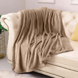 Ameha Fleece Plain Blanket, Lightweight & Reversible Throw For Travel, Bed & Sofa Blanket, Camel King 200X240Cm - thumbnail 8