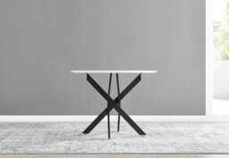 Furniturebox Uk Novara White Gloss Black Leg Round Dining Table & 4 Navy Velvet Milan Black Leg Chairs - thumbnail 8