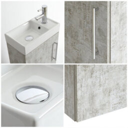 Homestylestore 400mm Grey Wall Hung Bathroom Vanity Unit And Chrome T Bar Handle - thumbnail 3