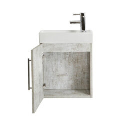 Homestylestore 400mm Grey Wall Hung Bathroom Vanity Unit And Chrome T Bar Handle - thumbnail 2