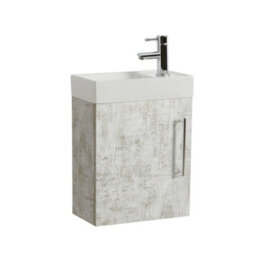 Homestylestore 400mm Grey Wall Hung Bathroom Vanity Unit And Chrome T Bar Handle - thumbnail 1