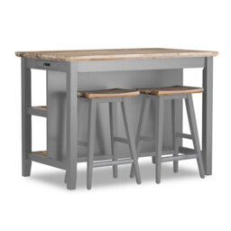 Statement Furniture Florence Dove Grey Bar Stool, H65Cm, Acacia Hardwood Rectangular Seat - thumbnail 4