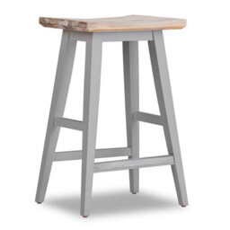 Statement Furniture Florence Dove Grey Bar Stool, H65Cm, Acacia Hardwood Rectangular Seat - thumbnail 1