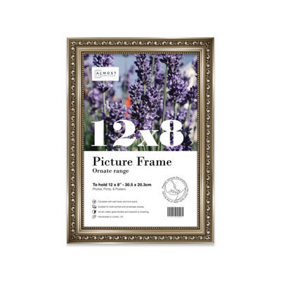 12X8 Gunmetal  Ornate Picture Frame (30.5 X 20.3Cm) Poster, Photo, Artwork, Gallery Wall Or Print - image 1