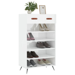 Berkfield Shoe Cabinet High Gloss White 60X35X105 Cm Engineered Wood - thumbnail 3