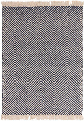 Handmade Kilim Modern Navy Geometric Cotton Jute Rug For Living Room And Bedroom-160Cm X 230Cm - image 1