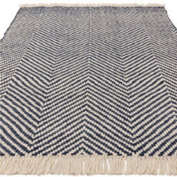 Handmade Kilim Modern Navy Geometric Cotton Jute Rug For Living Room And Bedroom-160Cm X 230Cm - thumbnail 3