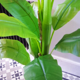 Leaf Artificial Banana Tree Tropical Plant Huge 6Ft Silver Metal Planter - thumbnail 3