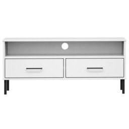 Walplus Tv Cabinet With Metal Legs White Solid Wood Pine Oslo - thumbnail 4