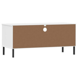 Walplus Tv Cabinet With Metal Legs White Solid Wood Pine Oslo - thumbnail 7