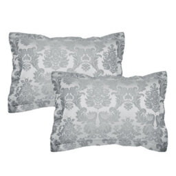 Catherine Lansfield Pillowcases Damask Jacquard Quilted 50X75Cm + Border Pack Of 2 Pillow Cases With Envelope Closure Silver Grey - thumbnail 3