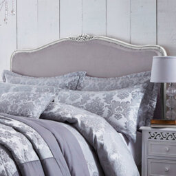 Catherine Lansfield Pillowcases Damask Jacquard Quilted 50X75Cm + Border Pack Of 2 Pillow Cases With Envelope Closure Silver Grey