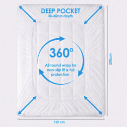 MHG Living Terry Towelling Waterproof Mattress Protector - Hypoallergenic 100% Polyester, Deep Fitted 30Cm Pocket - thumbnail 4