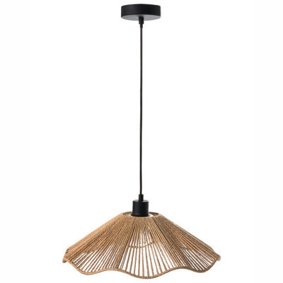Wyld And Coco Pendant Lamp Natural Handmade Paper Shade Rustic Boho, Warm Light, 40Cm Diameter, 120Cm Drop - image 1